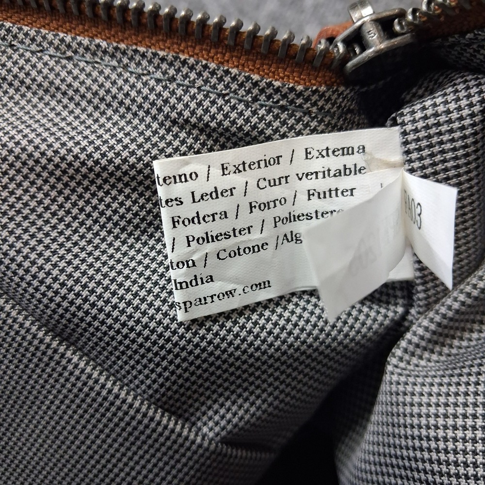 Spikes & Sparrow VTG Brown Leather Satchel Crossbody Bag Houndstooth Lining - Picture 11 of 16